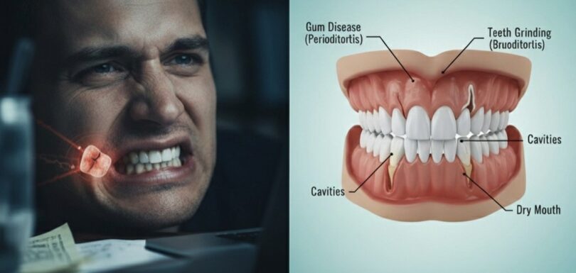 Dentist explaining stress-related oral issues to patien